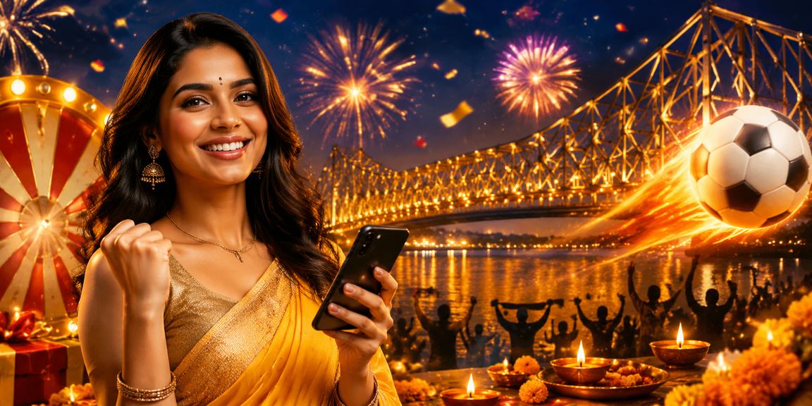 Colorful Diwali festival decorations in Kolkata with card games